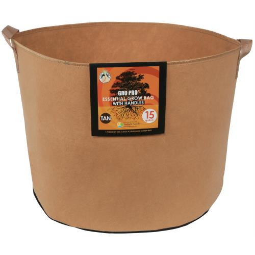 Gro Pro Round Fabric Pot w/Handles 15 Gallon Tan (CLOSEOUT)