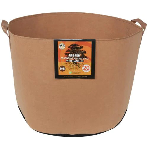 Gro Pro Essential Round Fabric Pot w/ Handles 20 Gallon - Tan (CLOSEOUT)