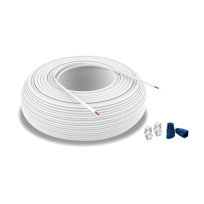 TrolMaster RJ12 Cable Roll with 100 RJ12 Connectors, 500 ft
