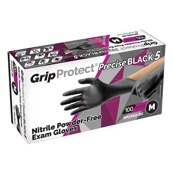 GripProtect® Precise BLACK 5 Nitrile Powder-Free Exam Gloves